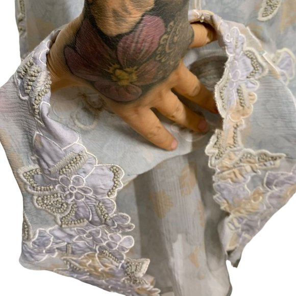 Sundance Moonshadow Silk Chiffon Embroidered Beaded Sleeveless Dress Petite Medi - Picture 6 of 12